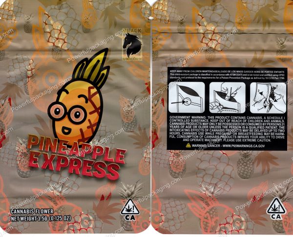 BLACK UNICORN : Pineapple Express (6.5x4.25in) Packaging 3.5 Mylar Bag *Empty Bags* (BackBin)